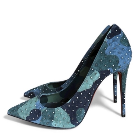 Christian Louboutin Kate 100mm Plume stud camo heels RETAIL 995 - Picture 3 of 9